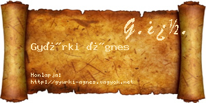 Gyürki Ágnes névjegykártya